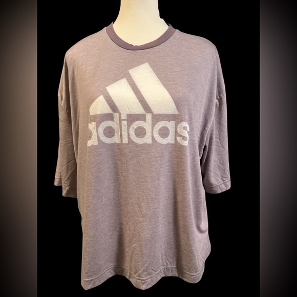 Adidas Women’s Legacy Purple and White Logo Tee - Picture 1 of 7